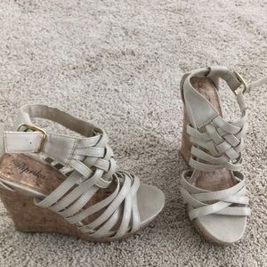 Strappy ivory wedges